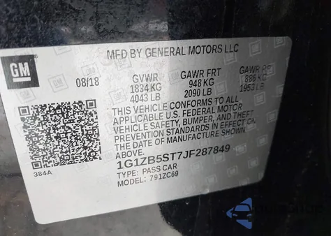 2018 Chevrolet Malibu 1Ls from USA, damaged, VIN 1G1ZB5ST7JF287849
